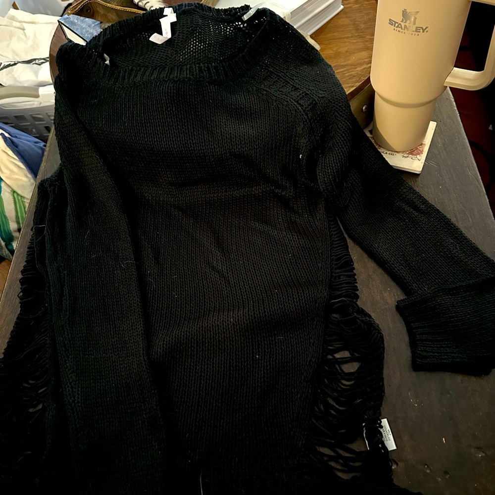 Black distressed tunic